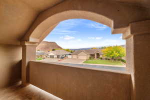 Balcony featuring a residential view
