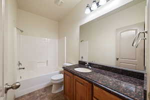Bathroom featuring vanity and bathtub / shower combination