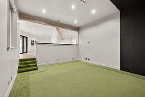 Unfurnished room featuring carpet floors and recessed lighting