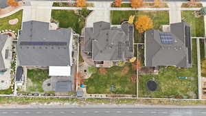 Aerial perspective of suburban area