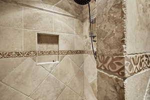 Bathroom view of tiled shower