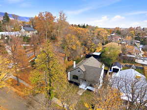 Aerial perspective of suburban area