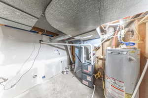 Utilities with gas water heater and heating unit