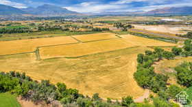 Overview of rural landscape featuring mountains