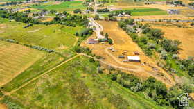Overview of rural landscape with extensive farmland