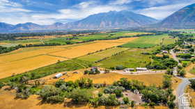 Overview of rural landscape featuring mountains