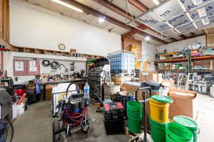 Garage with a workshop area