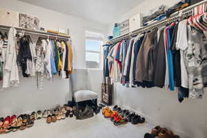 View of spacious master closet