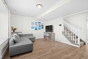 Living room with stairs