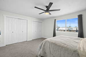 Bedroom with multiple closets