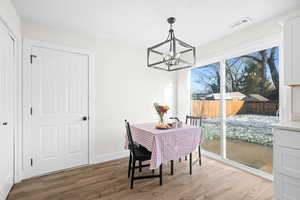 Dining room with chandelier