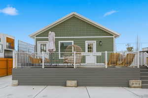 View of front of house with a fenced front yard