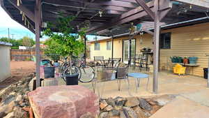 View of covered back patio