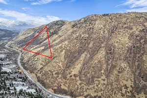 Aerial view of a mountainous background