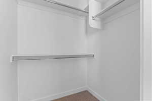 Walk in closet with carpet
