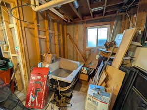 bathtub ready for full bath in the basement