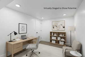Basement Office/flex space virtually staged to show potential.