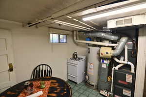 Utilities featuring heating unit and water heater