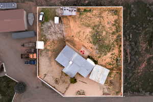 Aerial overview of property's location with property parcel outlined