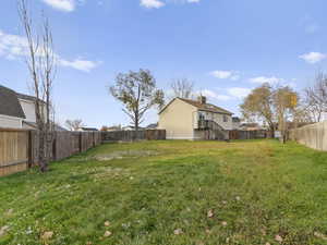 View of fenced backyard