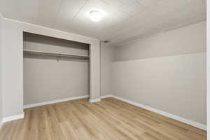 Bonus room (office, workout room, craft room) with light wood-type flooring and a closet