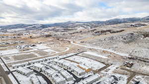Drone / aerial view of a mountainous background