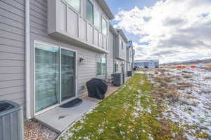 Patio on the back side of the property