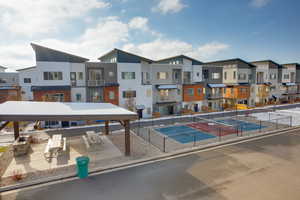 Surrounding community featuring a residential view and a patio