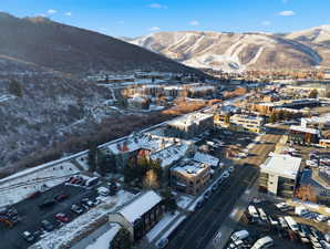 Aerial view of a mountain backdrop