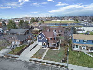 Aerial perspective of suburban area
