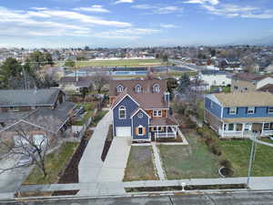 Aerial perspective of suburban area