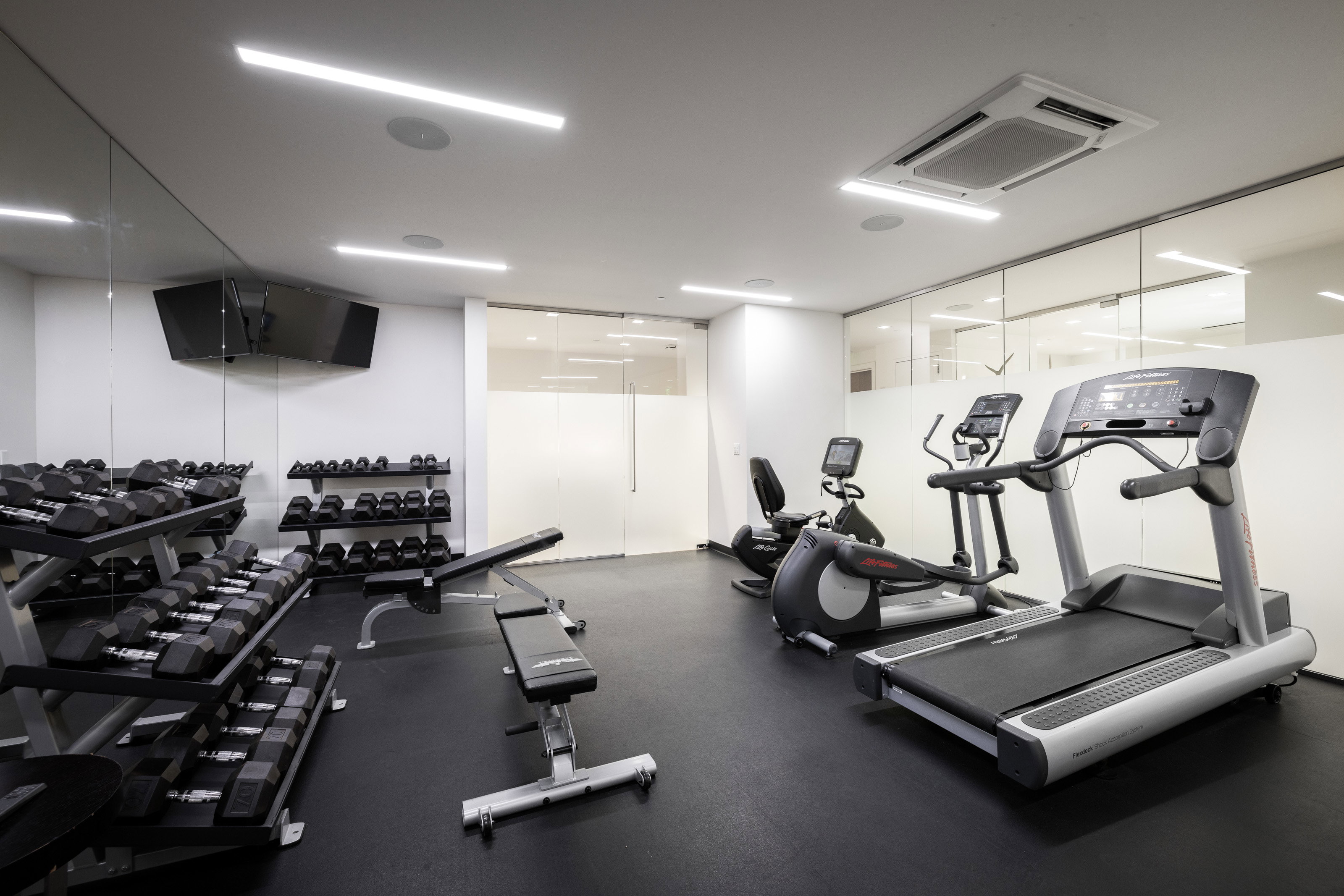 Gym featuring cooling unit