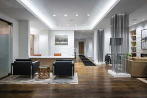 Building lobby with recessed lighting