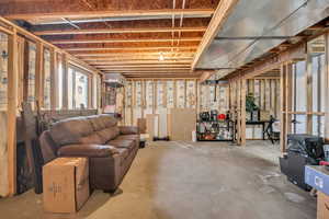 View of unfinished basement