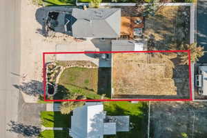 Aerial overview of property's location with property parcel outlined