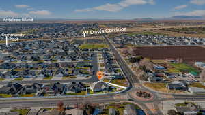 Aerial perspective of suburban area