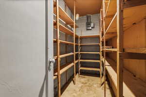 View of storage cellar off laundry room