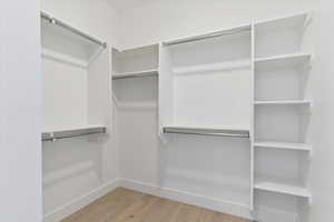 Spacious closet featuring light wood finished floors