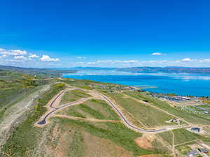 Drone / aerial view of a water and mountain view