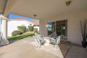 View of patio showing sliding doors into great room