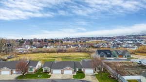 Aerial perspective of suburban area