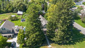 Aerial perspective of suburban area
