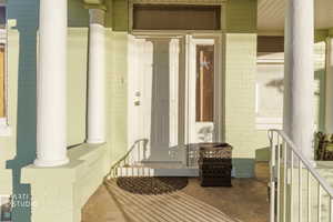 Exterior space with a porch