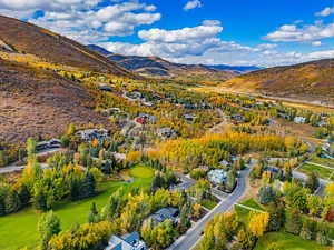 Aerial view of a mountain backdrop