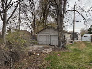 View of detached garage