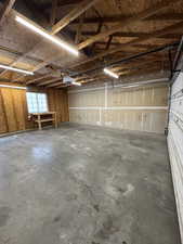 2 car garage with workbench