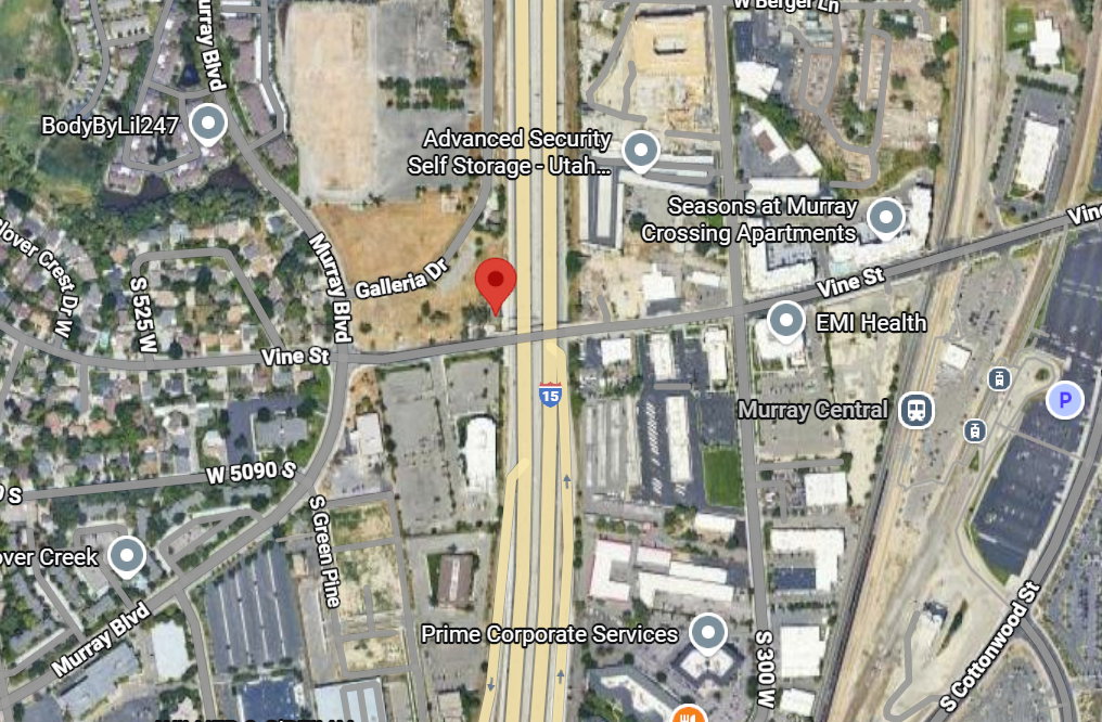 Aerial view of property's location with property boundaries highlighted