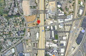 Aerial view of property's location with property boundaries highlighted