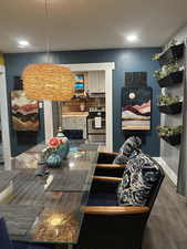 Dining space with baseboards