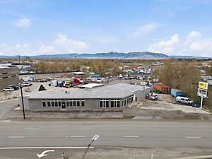 Drone / aerial view of a mountain backdrop